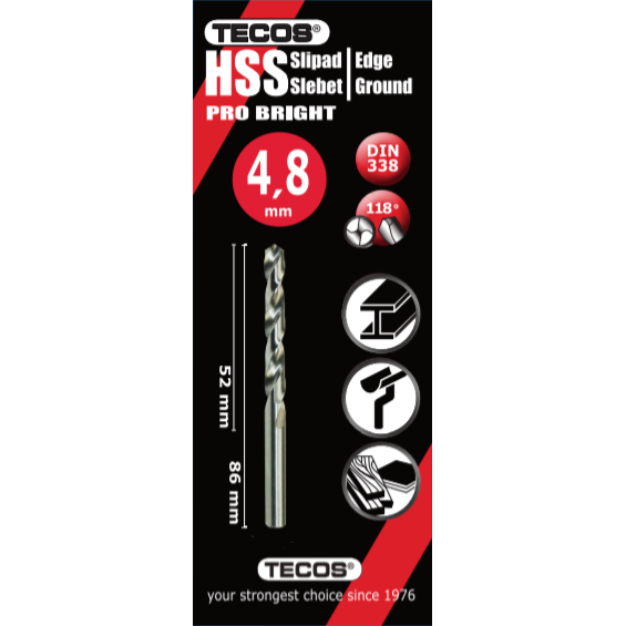 HSS pora Pro Bright 4,8 x 86 mm - 2 kpl.