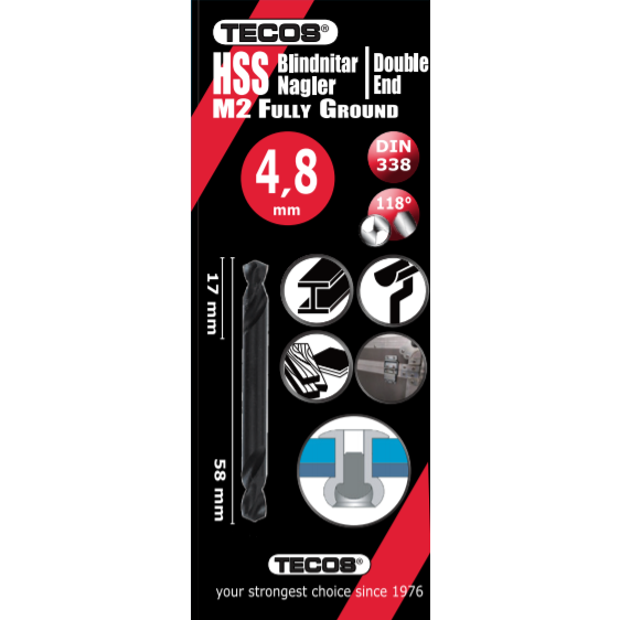 HSS-M2 nittipora 4,8 × 58 mm - 10 kpl