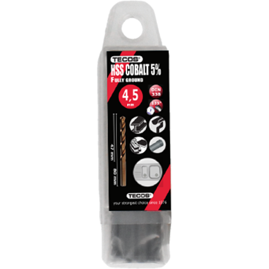 HSS-Cobalt pora 4,5x80 mm. DIN338 Box 10 kpl.
