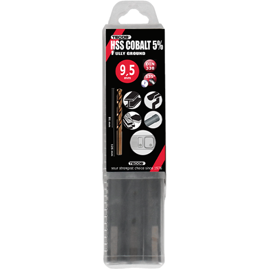 HSS-Cobalt pora 9,5x125 mm. DIN338 Box 10 kpl.