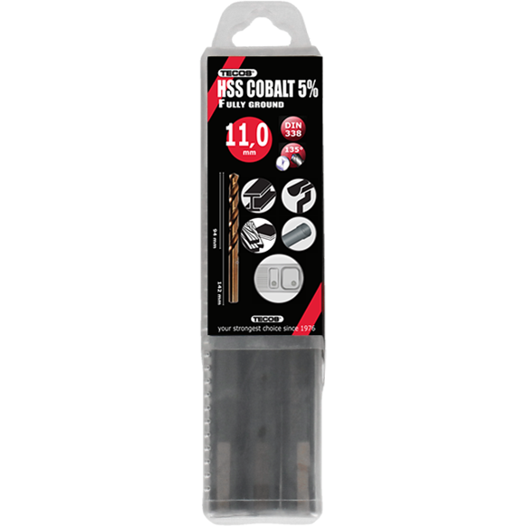 HSS-Cobalt pora 11,0x142 mm. DIN338 Box 5 kpl.