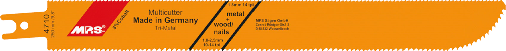 Puukkosahanterä 4710 2 kpl, 250 mm Trimetalli 10-14/14 tpi