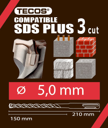 Vasarapora - SDS Plus, 5 × 210 mm, 3-Teräinen