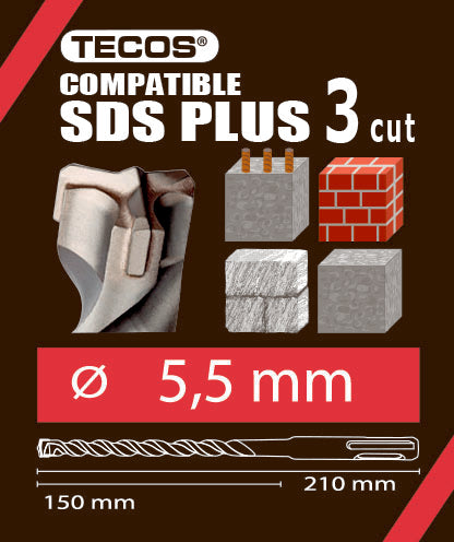 Vasarapora - SDS Plus, 5,5 × 210 mm, 3-Teräinen