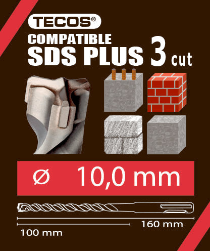 Vasarapora - SDS Plus, 10 × 160 mm, 3-Teräinen