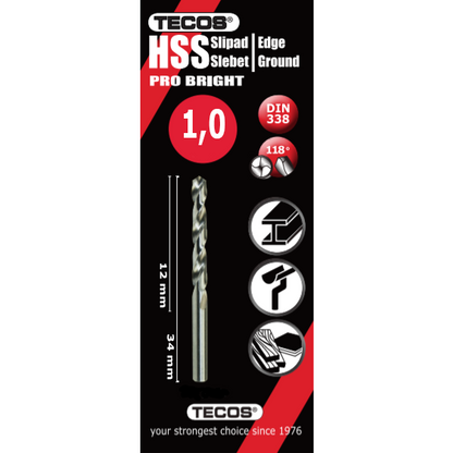 HSS pora Pro Bright 1,0 x 34 mm - 3 kpl.