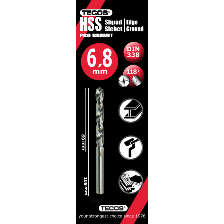 HSS pora Pro Bright 6,8 x 109 mm - 10 kpl.