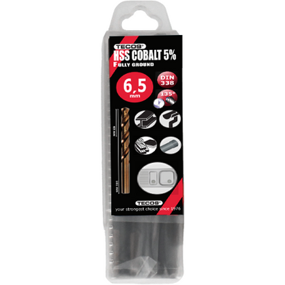 HSS-Cobalt pora 6,5x101 mm. DIN338 Box 10 kpl.