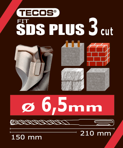 Vasarapora - SDS Plus, 6,5 × 210 mm, 3-Teräinen