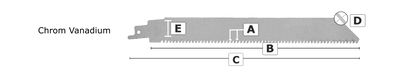 Puukkosahanterä 4431VP 100 kpl, 200 mm BiM 10-14tpi